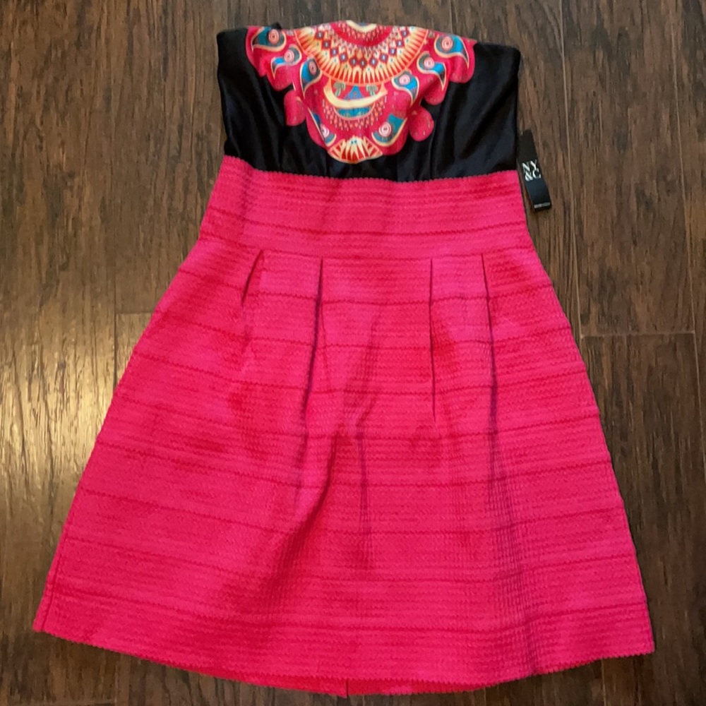 Black & pink Strapless dress
